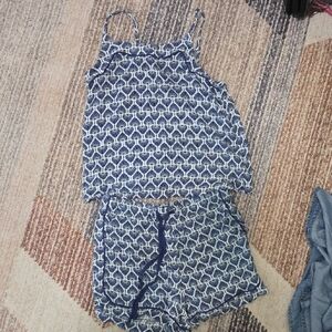 Navy and White Women's Pajama Set